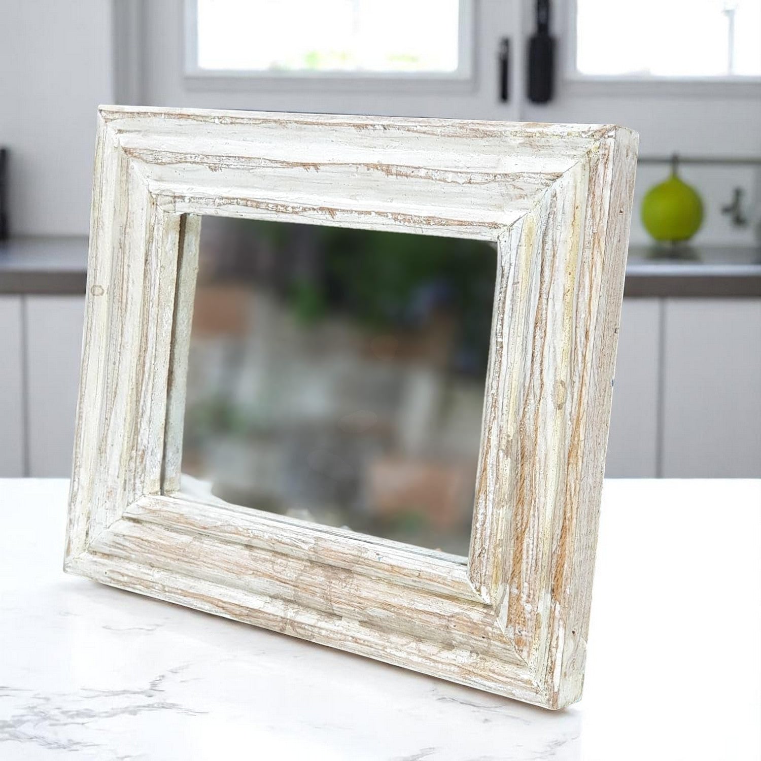 Echoes in Wood - Handmade Vintage Style Indian Mirror Frame Small Wall Decor 12x10 in