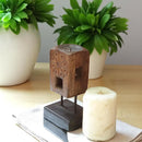 Carved in Flame - Handmade Vintage Style Indian Candle Holder candle stand 4x4x8 in