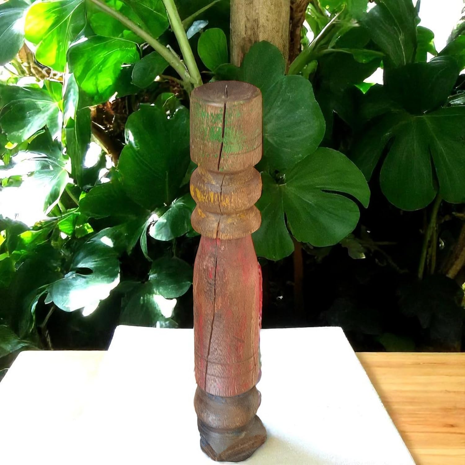 Carved in Flame - Handmade Vintage Style Indian Candle Holder candle stand 4x4x16 in