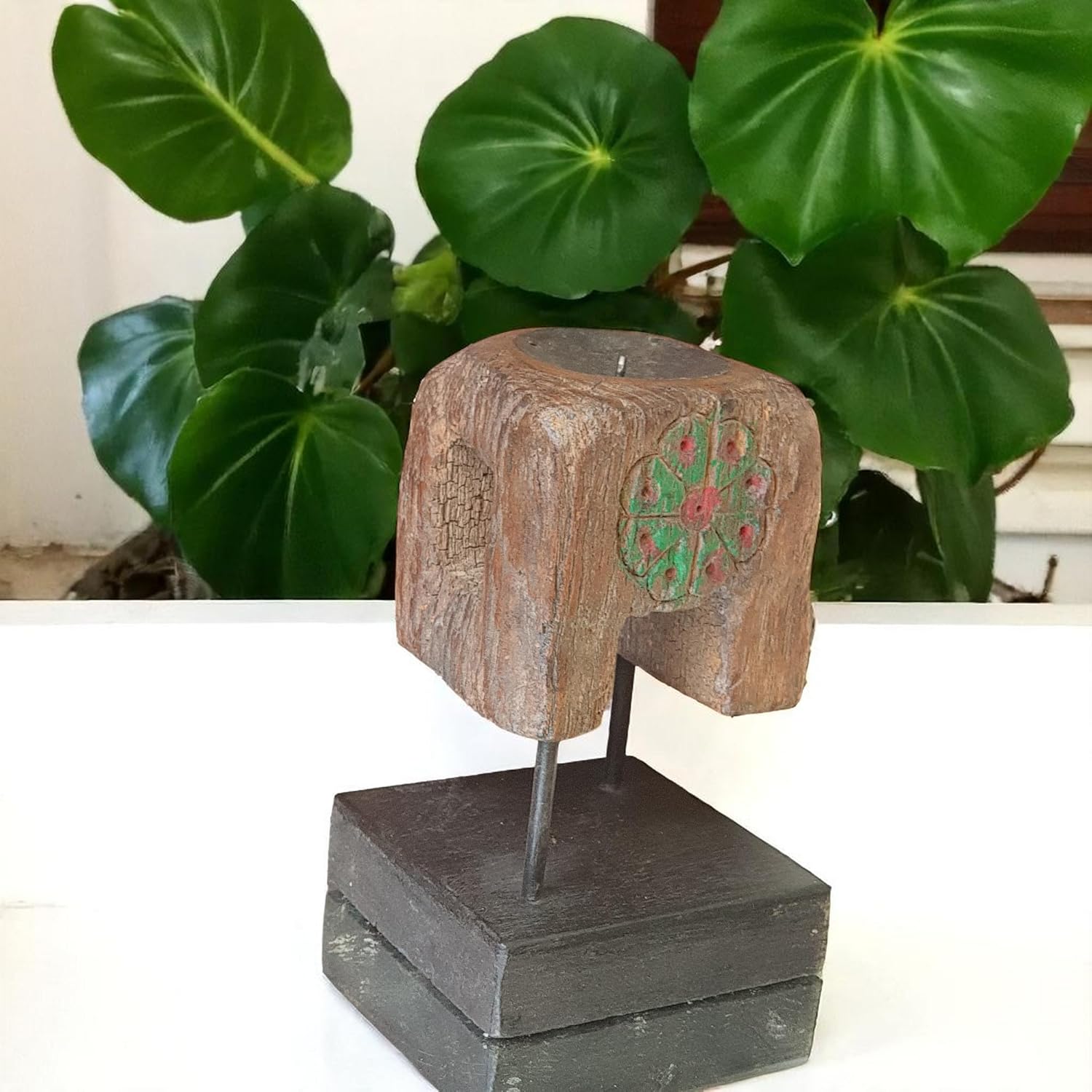 Carved in Flame - Handmade Vintage Style Indian Candle Holder candle stand 4x4x7 in