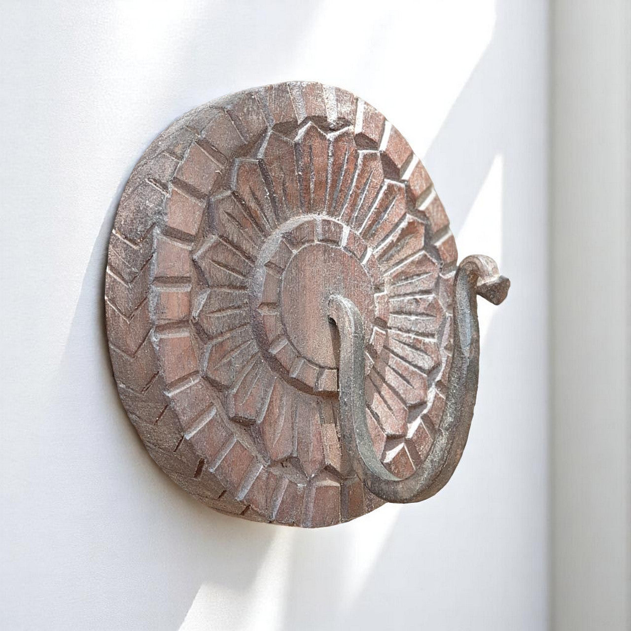 Echoes in Wood - Handmade Vintage Style Indian Wall Hook Style Small Wall Decor 6X3X6 in