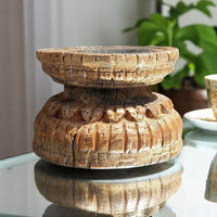 Carved in Flame - Handmade Vintage Style Indian Candle Holder candle stand 6X6X4 in