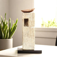 Carved in Flame - Handmade Vintage Style Indian Candle Holder candle stand 3x3x9in