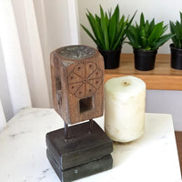 Carved in Flame - Handmade Vintage Style Indian Candle Holder candle stand 4x4x8 in