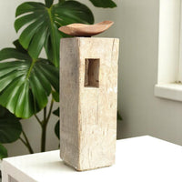 Carved in Flame - Handmade Vintage Style Indian Candle Holder candle stand 3x3x9in