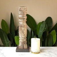 Carved in Flame - Handmade Vintage Style Indian Candle Holder candle stand 4x4x15 in