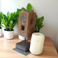 Carved in Flame - Handmade Vintage Style Indian Candle Holder candle stand 3x3x10 in