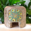 Carved in Flame - Handmade Vintage Style Indian Candle Holder candle stand 3x3x13 in