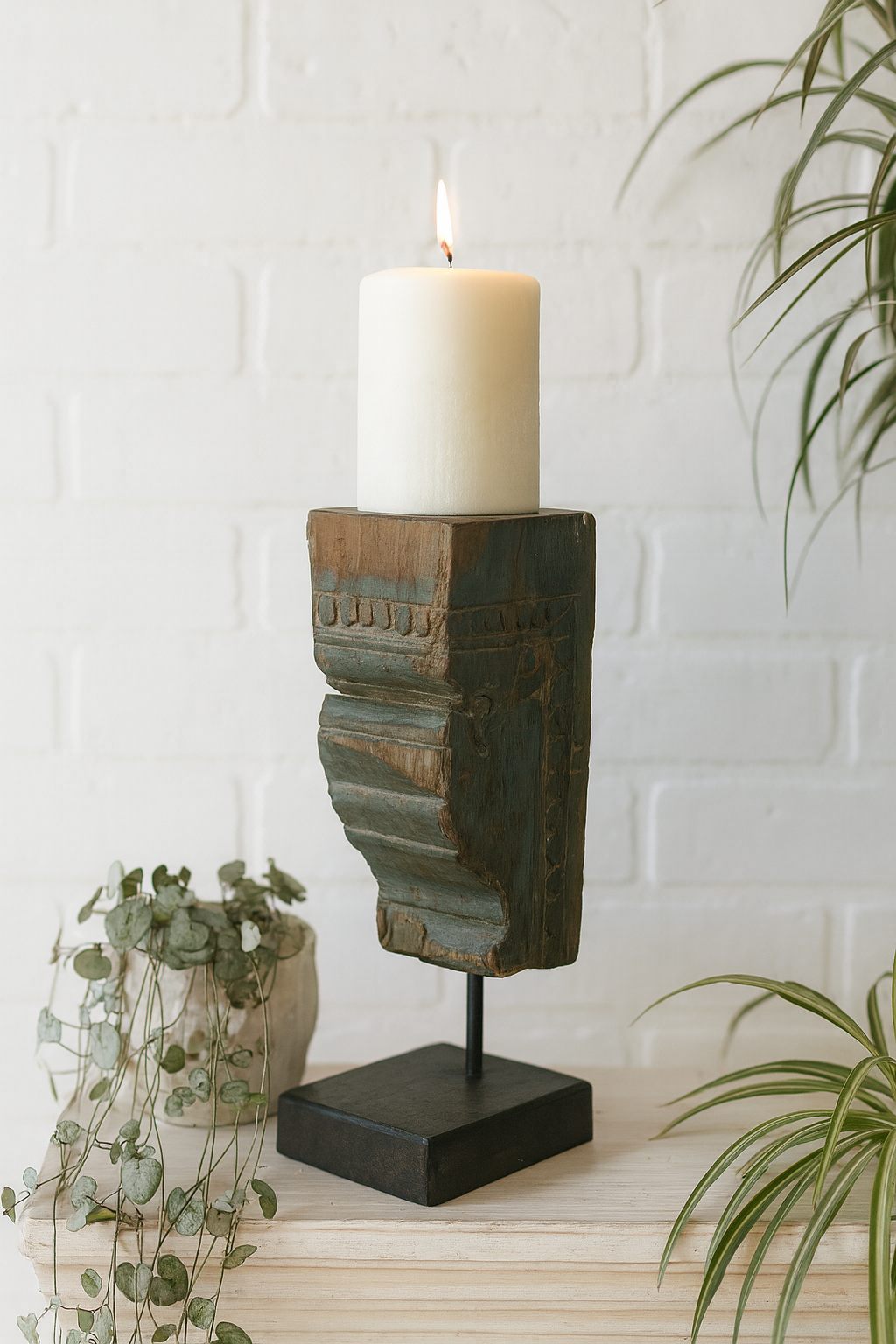 Carved in Flame - Handmade Vintage Style Indian Candle Holder candle stand 28