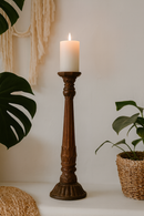 classic pillar Distressed  Brown Solid Wood  Candle Holder – Antique Table Leg 79