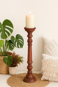classic pillar Distressed Brown  Solid Wood  Candle Holder – Antique Table Leg 88