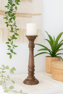 classic pillar Distressed Brown Solid Wood  Candle Holder – Antique Table Leg 101