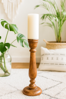classic pillar Distressed Brown Solid Wood  Candle Holder – Antique Table Leg 103