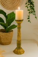 classic pillar Distressed multicolour  Solid Wood  Candle Holder – Antique Table Leg 105
