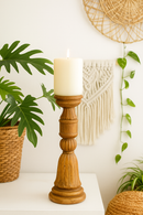 classic pillar Distressed Brown Solid Wood  Candle Holder – Antique Table Leg 111