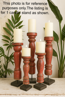 Revati - Distressed Red  Solid Wood Pillar Candle Holder – Antique Table Leg 23