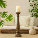 classic pillar Distressed Brown Solid Wood  Candle Holder – Antique Table Leg 42