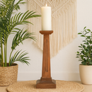 classic pillar Distressed Brown Solid Wood  Candle Holder – Antique Table Leg 41