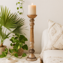 classic pillar Distressed Multicolour  Solid Wood  Candle Holder – Antique Table Leg 39