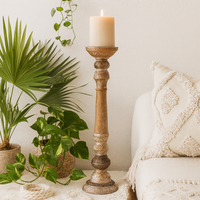 classic pillar Distressed Multicolour  Solid Wood  Candle Holder – Antique Table Leg 39