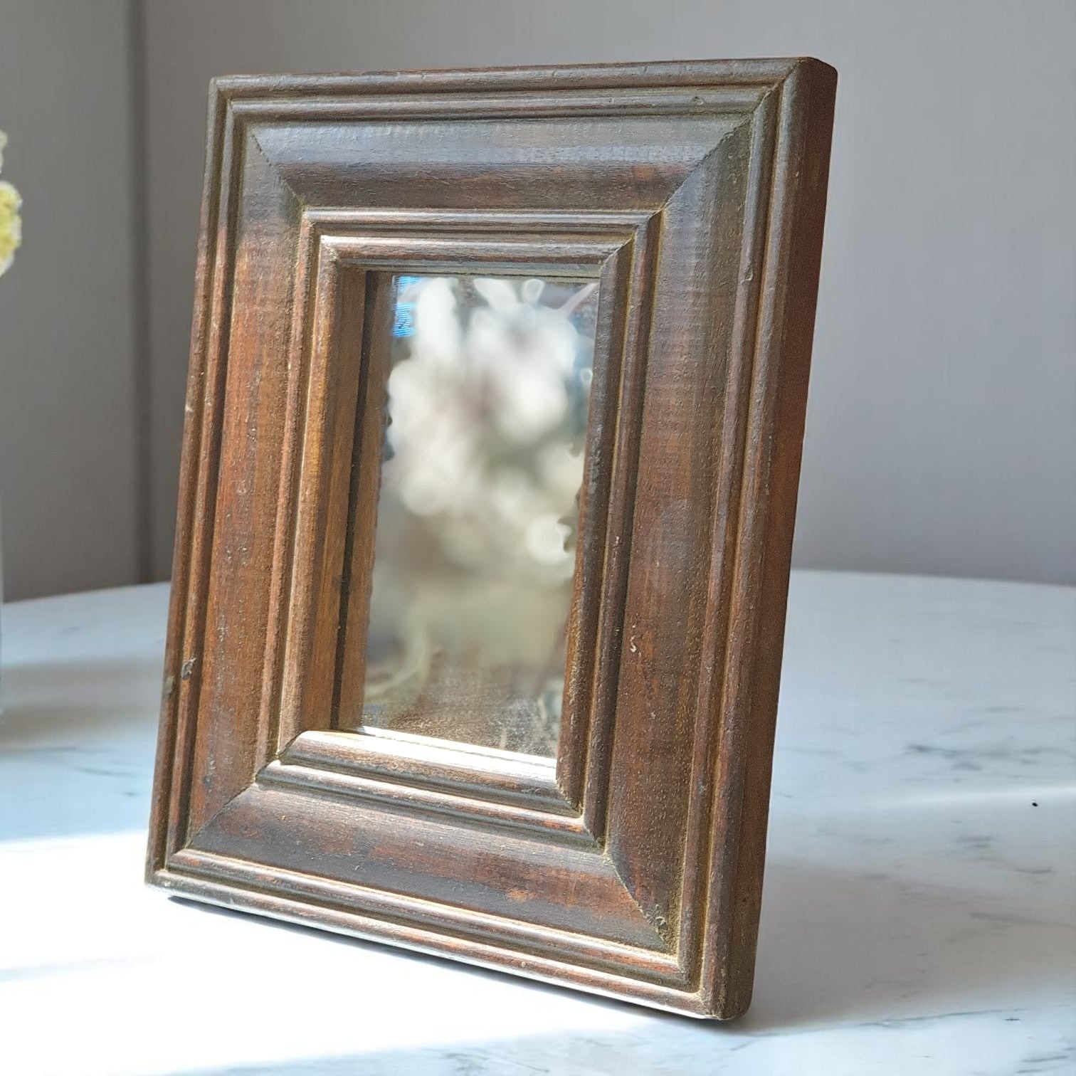 Echoes in Wood - Handmade Vintage Style Indian Mirror Frame Small Wall Decor 8x10 in