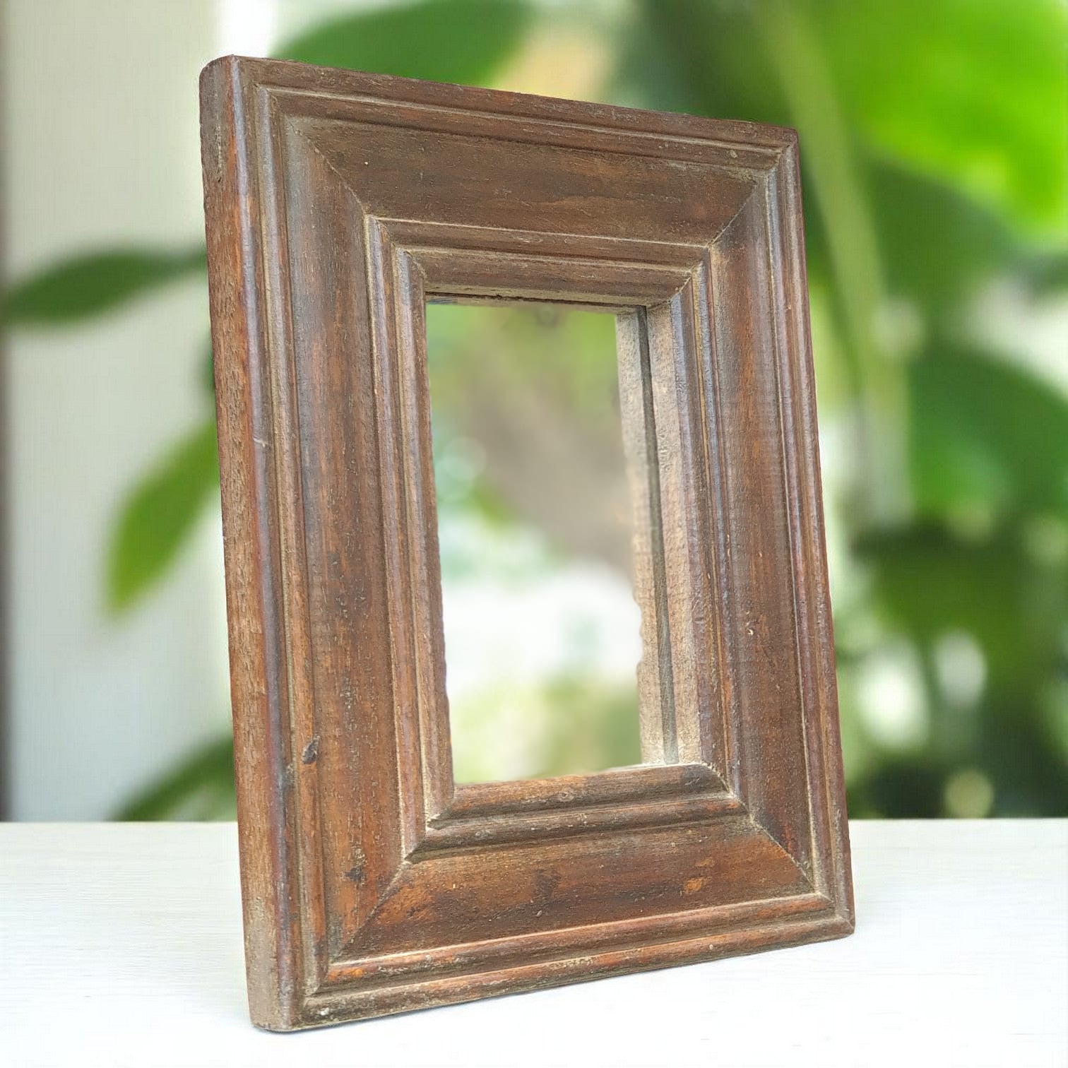 Echoes in Wood - Handmade Vintage Style Indian Mirror Frame Small Wall Decor 8X10