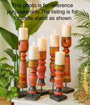 Revati - Distressed multicolour  Solid Wood Pillar Candle Holder – Antique Table Leg 13