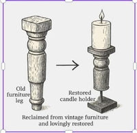 classic pillar Distressed  Brown Solid Wood  Candle Holder – Antique Table Leg 59