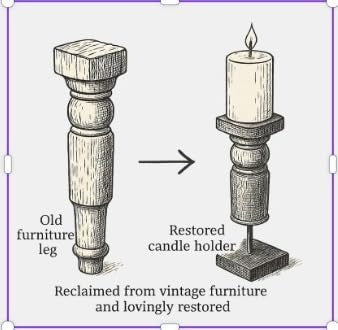 Revati - Distressed Red  Solid Wood Pillar Candle Holder – Antique Table Leg 24