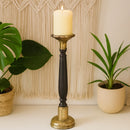 classic pillar Distressed Black Solid Wood  Candle Holder – Antique Table Leg 35)
