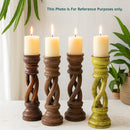 Distressed Brown Solid Wood Spiral Candle Holder – Antique Table Leg 32