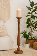 classic pillar Distressed  Brown Solid Wood  Candle Holder – Antique Table Leg 82