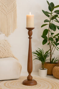 classic pillar Distressed  Brown Solid Wood  Candle Holder – Antique Table Leg 82