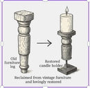classic pillar Distressed  Brown Solid Wood  Candle Holder – Antique Table Leg 56