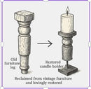 Revati - Distressed White Solid Wood Pillar Candle Holder – Antique Table Leg 08