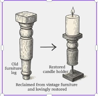 Revati - Distressed White Solid Wood Pillar Candle Holder – Antique Table Leg 09