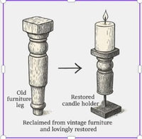 Revati - Distressed multicolour  Solid Wood Pillar Candle Holder – Antique Table Leg 13